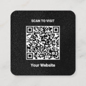 Zwarte luxe aangepaste logo & QR-code vierkante za Visitekaartje (Achterkant)