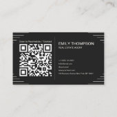 Zwarte Luxe Art Deco QR Code Minimaal Design Afsprakenkaartje (Achterkant)