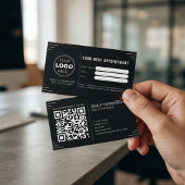 Zwarte Luxe Art Deco QR Code Minimaal Design Afsprakenkaartje