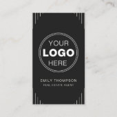 Zwarte Luxe Art Deco QR Code Minimaal Design Visitekaartje (Voorkant)