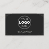 Zwarte Luxe Art Deco QR Code Minimaal Design Visitekaartje (Voorkant)