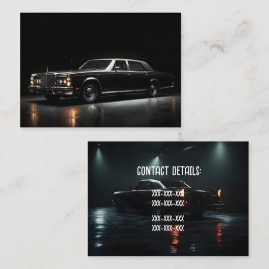 Zwarte luxe auto visitekaartje (Voorkant / Achterkant)