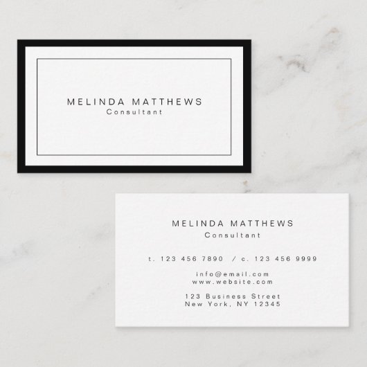 Zwarte luxe, elegant, eenvoudig, modern visitekaartje (Voorkant / Achterkant)
