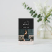 Zwarte Luxe Elegante Advocaat Foto QR Code Visitekaartje (Staand voorkant)