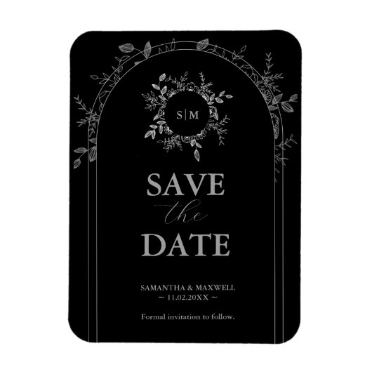 Zwarte luxe elegante Save The Date  Magneet (Verticaal)
