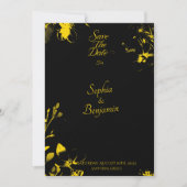 Zwarte luxe en gouden bloemen save the date kaart (Voorkant)