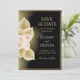 Zwarte luxe en gouden Save the Date-uitnodigingska Kaart