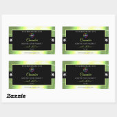 Zwarte luxe glanzende lichtgroene logo-productlabe rechthoekige sticker (Vel)