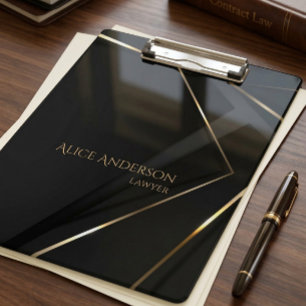 Zwarte luxe gouden elegante advocaat abstract kant klembord