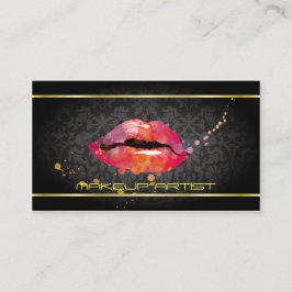 Zwarte Luxe Gouden Kleurrijke Lippen Make-up Artis Visitekaartje