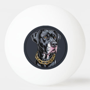 Zwarte Luxe Hond Met Gouden Ketting Pingpongbal
