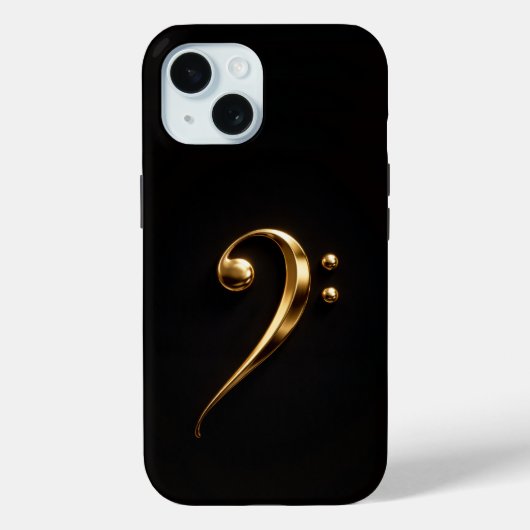 Zwarte Luxe iPhone 15 Hoes, Gouden Bassleutel Case-Mate iPhone Case (Achterkant)