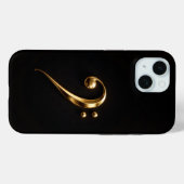 Zwarte Luxe iPhone 15 Hoes, Gouden Bassleutel Case-Mate iPhone Case (Achterkant (horizontaal))
