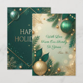 Zwarte luxe kaart met gouden "dank je wel" (Voorkant / Achterkant)