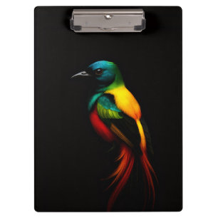 Zwarte Luxe Klembord, Tropische Regenboog Vogel Klembord