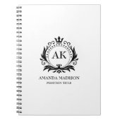 Zwarte Luxe Kroon Monogram   Notitieboek (Voorkant)