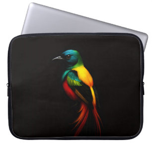 Zwarte Luxe Laptophoes, Regenboog Tropische Vogel Laptop Sleeve