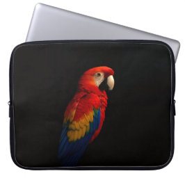 Zwarte Luxe Laptophoes, scharlaken papegaai Laptop Sleeve