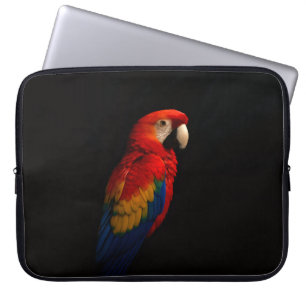 Zwarte Luxe Laptophoes, scharlaken papegaai Laptop Sleeve