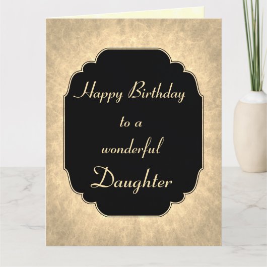 Zwarte luxe met gouden Happy Birthday Daughter Kaart (Voorkant)