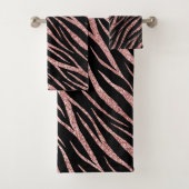 Zwarte luxe met roze gouden klassieke zebraprint bad handdoek (Insitu)