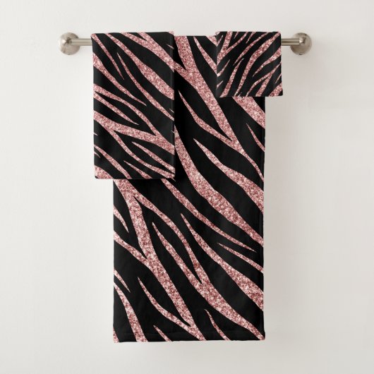 Zwarte luxe met roze gouden klassieke zebraprint bad handdoek (Insitu)