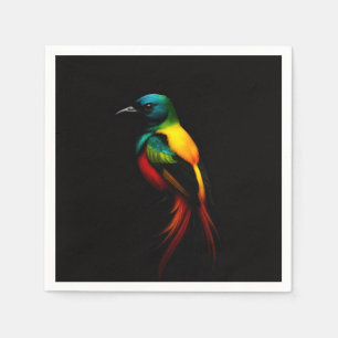 Zwarte Luxe Papieren servetten met Regenboog Vogel