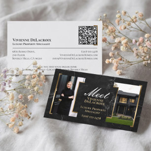 Zwarte Luxe Professioneel Vastgoedmakelaar Foto Visitekaartje