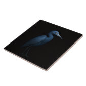 Zwarte Luxe-tegel met Kleine Blauwe Reiger Tegeltje (Zijkant)