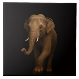 Zwarte Luxe tegel met zachte Indische olifant Tegeltje