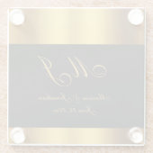 Zwarte luxe trouwrand met goud kalligrafie glazen onderzetter (Achterkant)