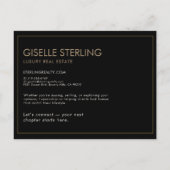 Zwarte Luxe Vastgoedmarketing Briefkaart (Achterkant)