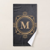 Zwarte Luxekonmonogram ornamental mandala Bad Handdoek (Handdoek)