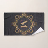 Zwarte Luxekonmonogram ornamental mandala Bad Handdoek (Handdoek)