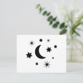 Zwarte maan en sterren briefkaart (Staand voorkant)