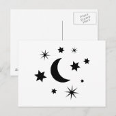 Zwarte maan en sterren briefkaart (Voorkant / Achterkant)