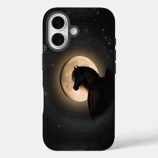 Zwarte Maan Schijn Paard Hoesje voor Telefoon iPhone 16 Hoesje