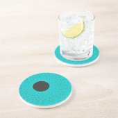 zwarte maan stralend ijskblauw licht zandsteen onderzetter (Zijkant)