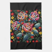 Zwarte maanden geschiedenis met bloemen theedoek (Verticaal)