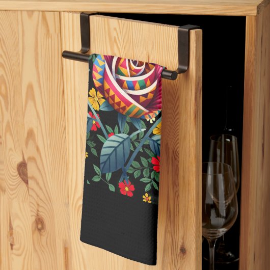 Zwarte maanden geschiedenis met bloemen theedoek (Derde Gevouwen)