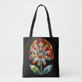 Zwarte maanden geschiedenis met bloemen tote bag (Voorkant)