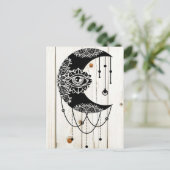  zwarte-maanoog mandala gevlekte houten planken briefkaart (Staand voorkant)