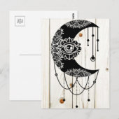 zwarte-maanoog mandala gevlekte houten planken briefkaart (Voorkant / Achterkant)