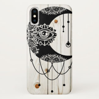zwarte-maanoog mandala gevlekte houten planken Case-Mate iPhone case