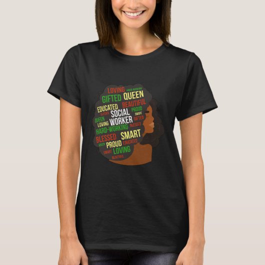 Zwarte maatschappelijk werker Afro-Amerikaanse maa T-shirt (Voorkant)