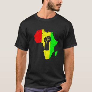 Zwarte Macht Vuist Afrika Kaart Inspirerend Zwart T-shirt