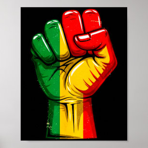 Zwarte Macht Vuist Pan-Afrikaanse Vlag Verhoogde T Poster