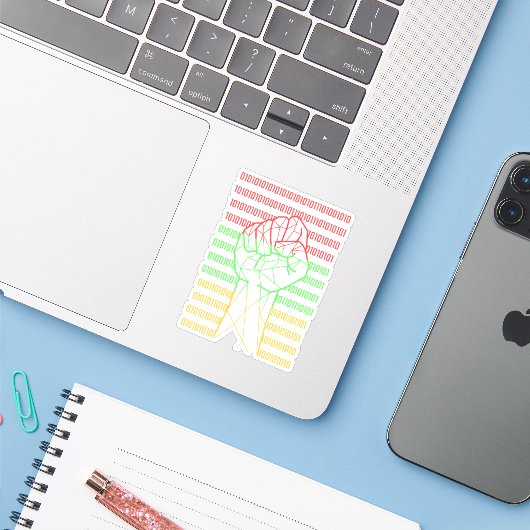 Zwarte Macht Vuist Van BLM Voor Geeks Sticker (Laptop met iPhone)