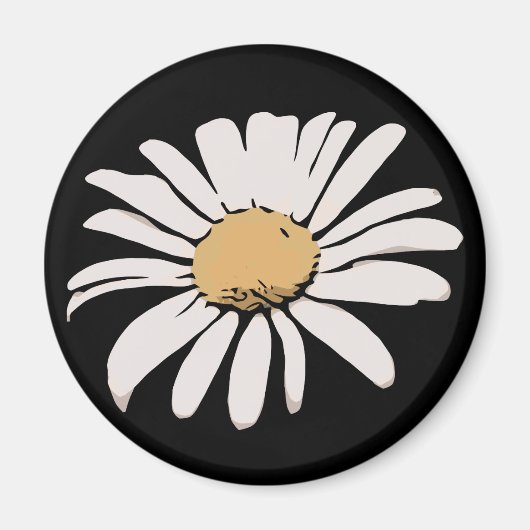 Zwarte Madelief Bloem Magneet (Voorkant)