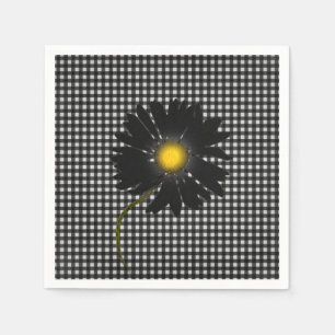 zwarte madeliefje op gingham achtergrond servet